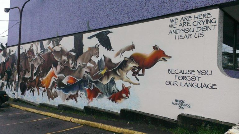 A photo of a mural in Vancouver by Nomadic Alternatives