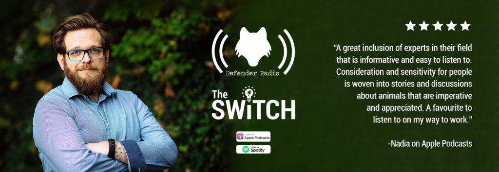A photo of Michael Howie and the Defender Radio and Switch logos